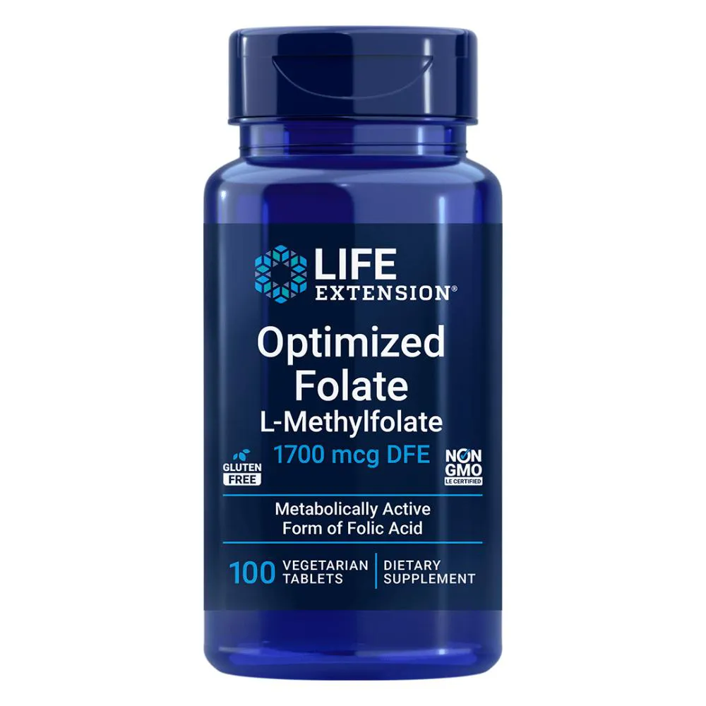 Folato Otimizado 1700mcg Dfe 100 Tabletes Life Extension