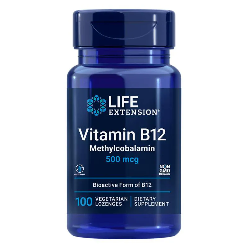 Vitamina B12 Metilcobalamina 500mcg 100 Pastilhas Life Extension