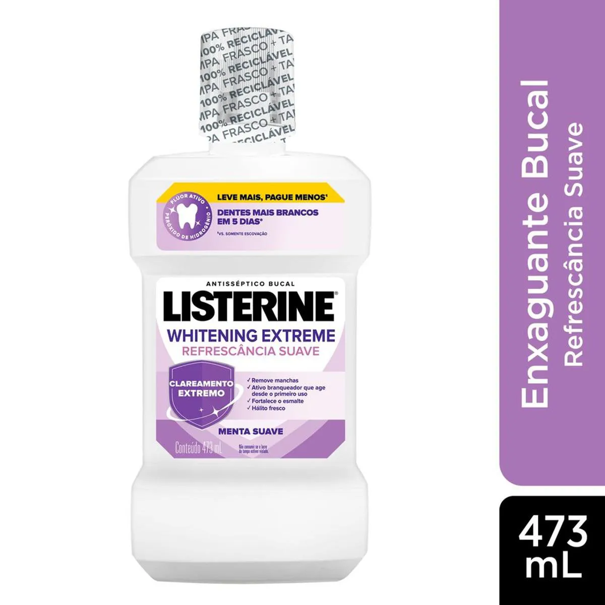 Enxaguante Antisséptico Bucal Listerine Whitening Extreme Menta com 473ml