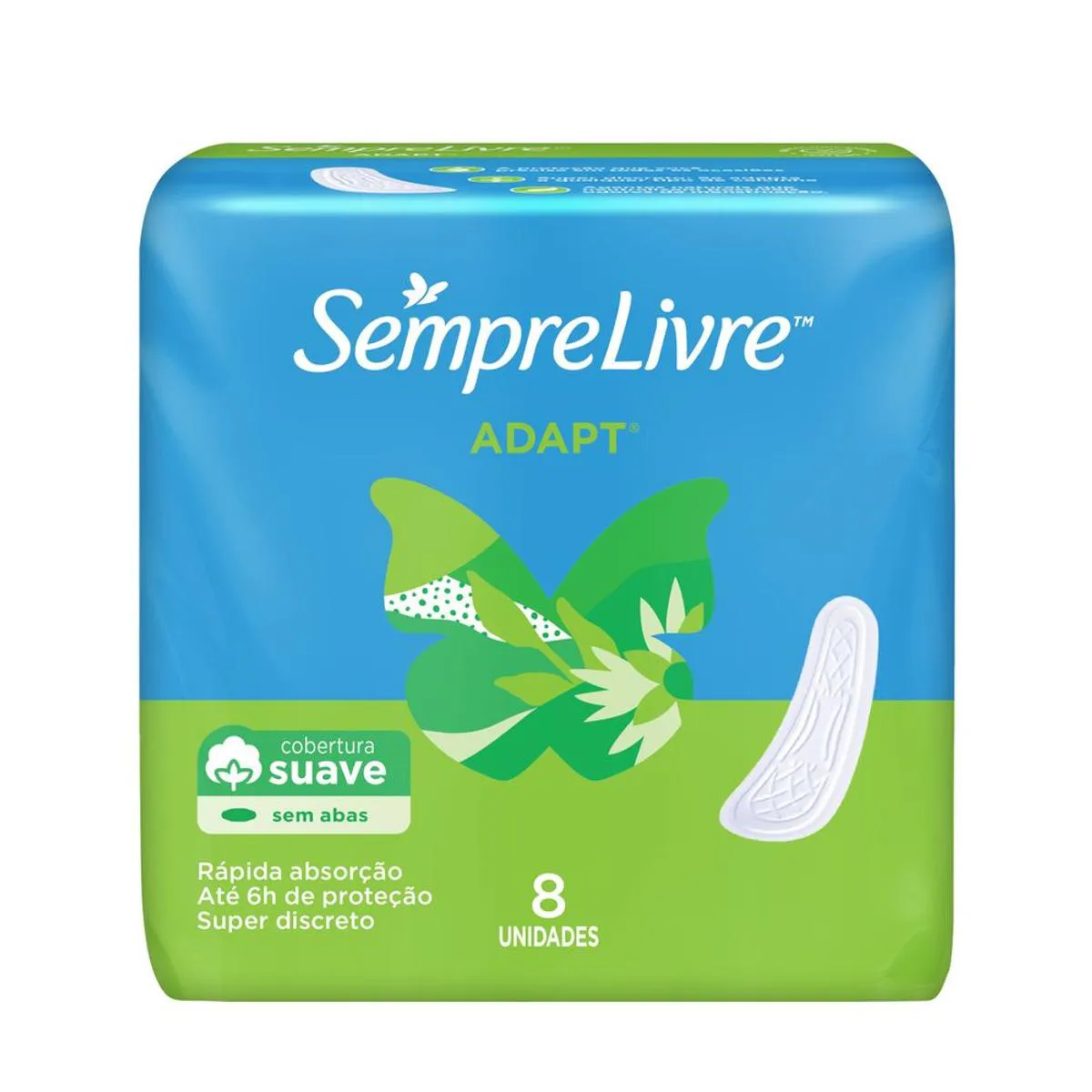 Absorvente Sempre Livre Adapt Cobertura Suave Sem Abas com 8 unidades