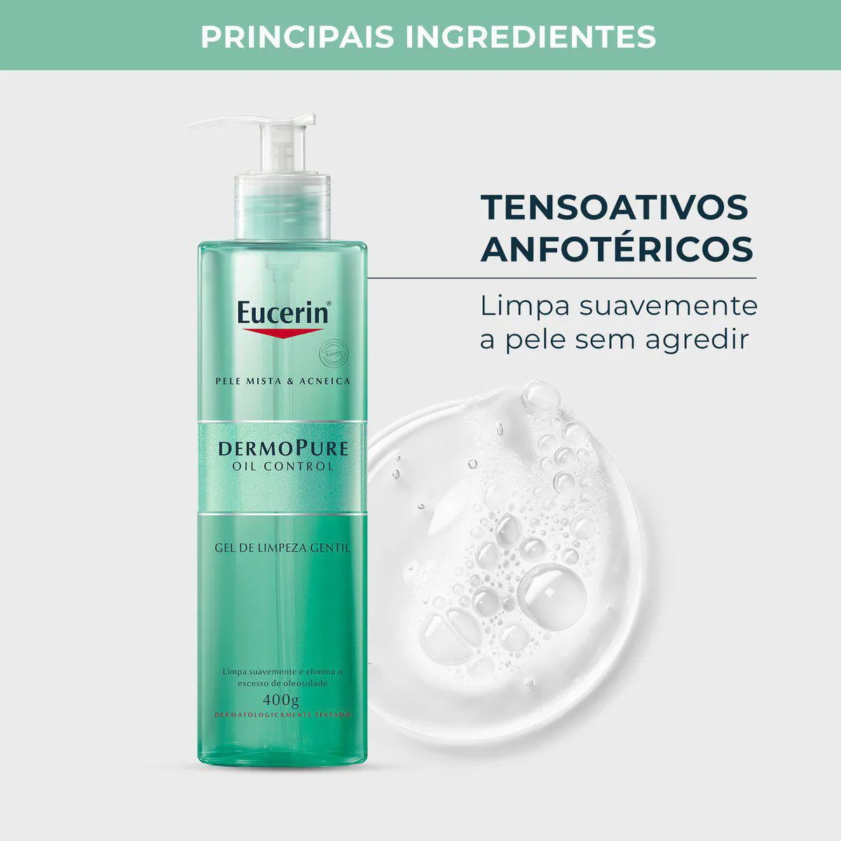 Kit Facial Eucerin Gel de Limpeza Dermo Pure Gentil 400g + Sérum Anti-Idade Hyaluron-Filler Epigenetic 30ml + Protetor Solar Fluido FPS 60 Hydro Fluid 50ml