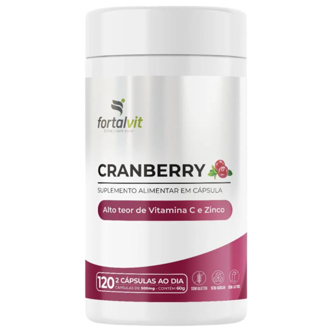 Cranberry, Alto Teor De Vitamina C E Zinco, Longa Duração: 2 Meses De Uso, 120 Cápsulas, Fortalvit