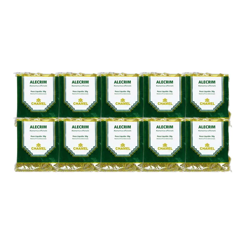 Kit 10X Chá Pacote Alecrim Folhas 30G - Chamel
