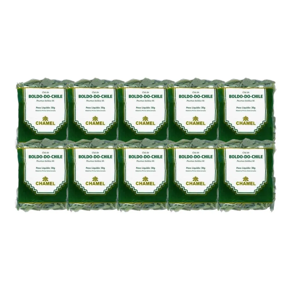 Kit 10X Chá Pacote Boldo Do Chile Folhas 30G - Chamel