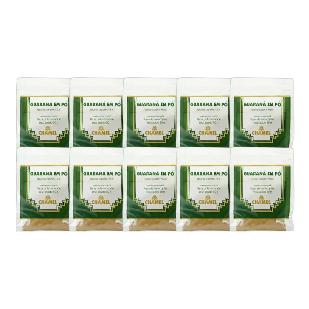 Kit 10X Pacote De Guarana Em Pó 50G - Chamel