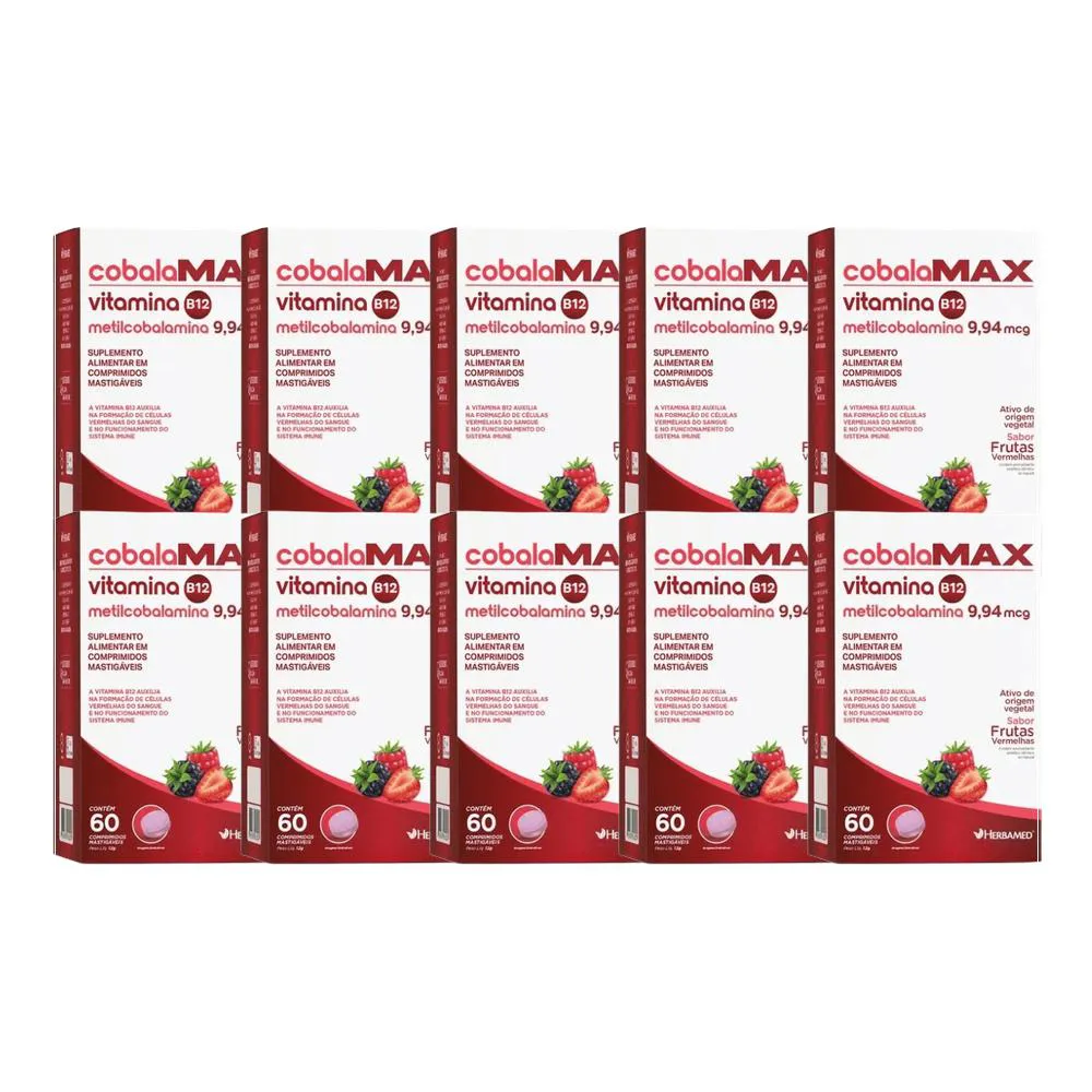 Kit 10X Vitamina B12 Metilcobalamina 60 Cpr - Herbamed