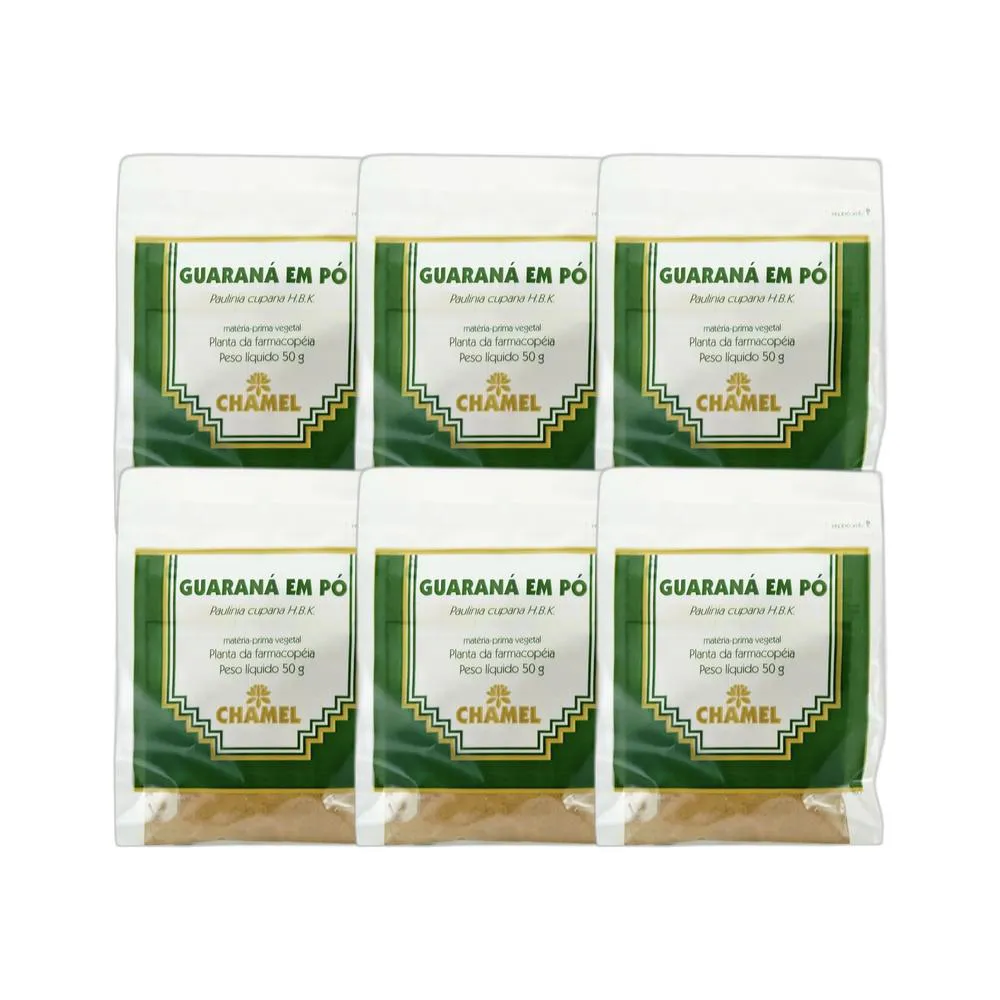 Kit 6X Pacote De Guarana Em Pó 50G - Chamel