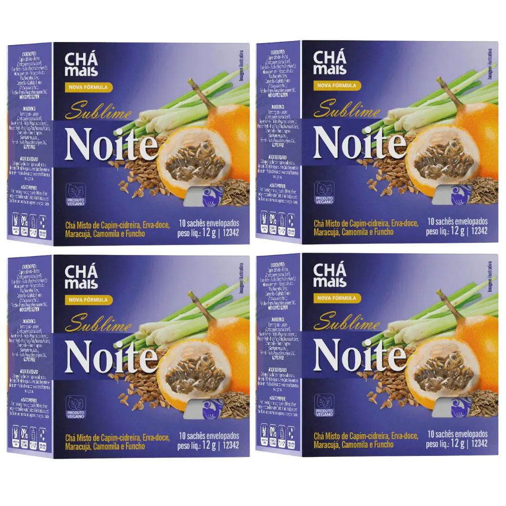 Kit 4X Chá Misto Sublime Noite 10 Sachês - Chá Mais