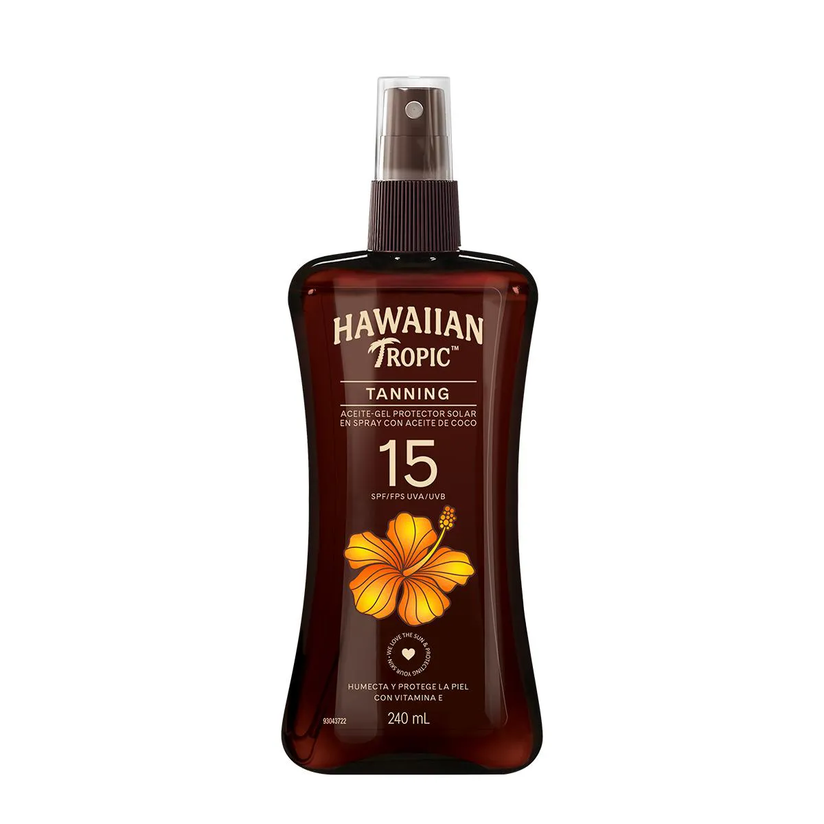 Gel-Óleo Protetor Solar em Spray Hawaiian Tropic com Óleo de Coco FPS 15 240ml