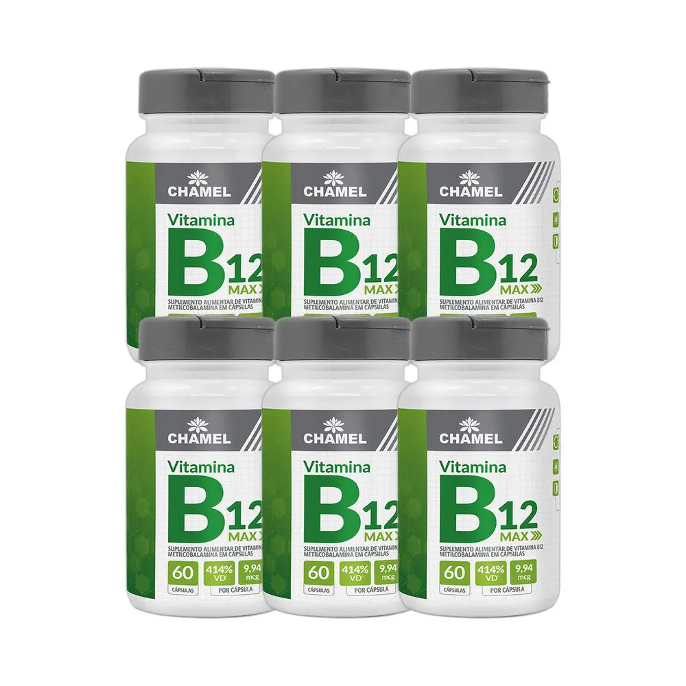 Kit 6X Max Vitamina B12 Metilcobalamina 60 Cps - Chamel