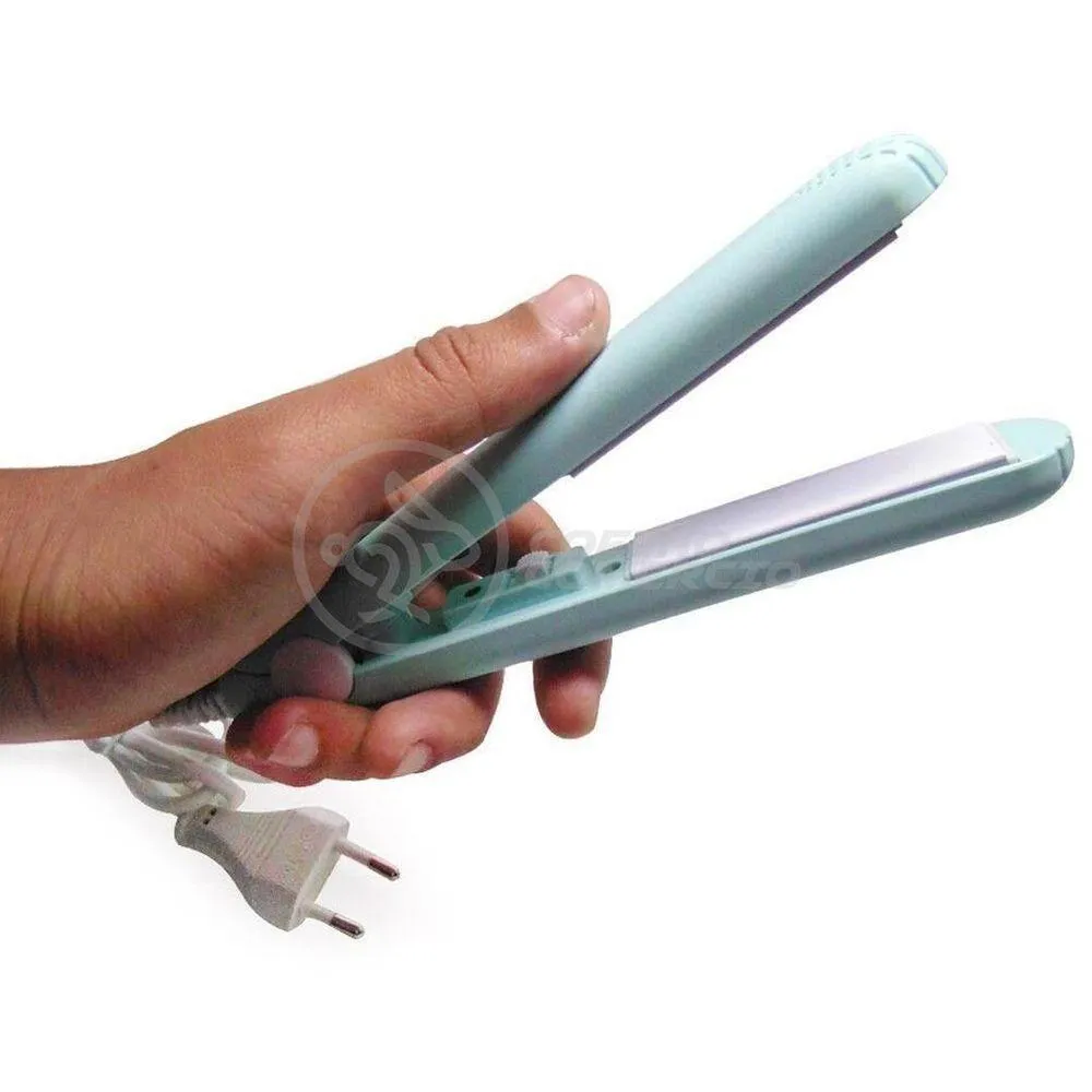 Mini Chapinha Prancha Portátil 17Cm Bivolt Profissional Azul