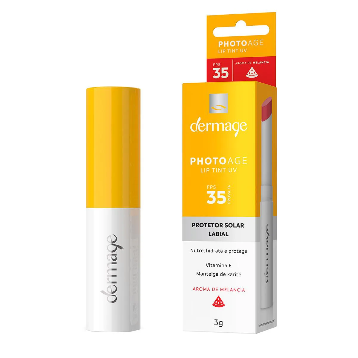 Protetor Solar Labial Dermage Photoage Lip Tint UV FPS 35 Aroma Melancia 3g