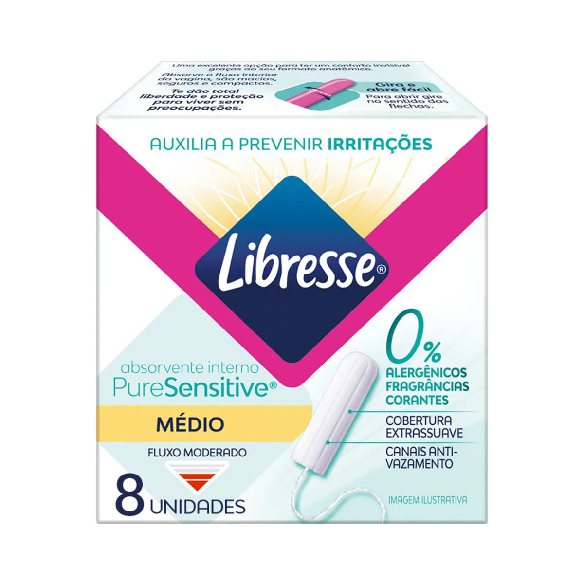Absorvente Interno Libresse Pure Sensitive Médio 8 unidades