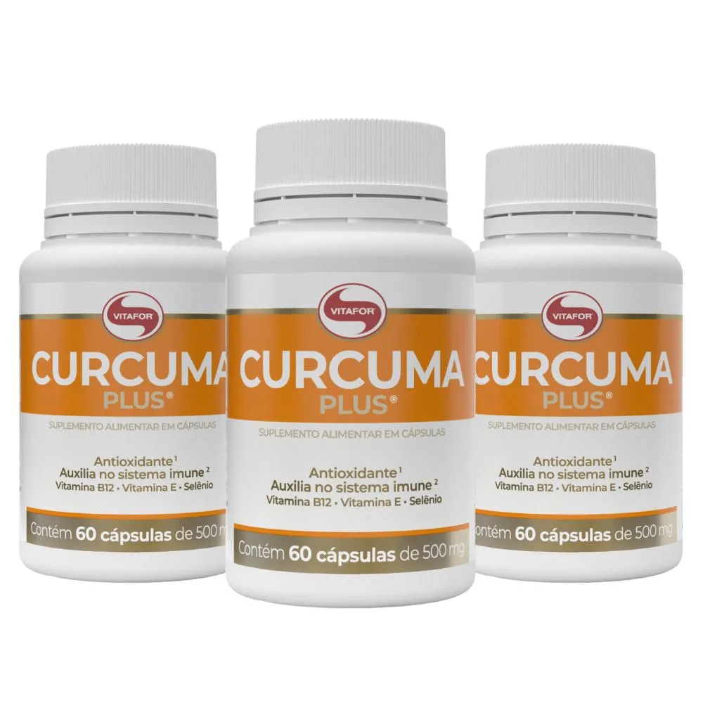 Kit 3X Cúrcuma Plus 60 Caps. Vitafor