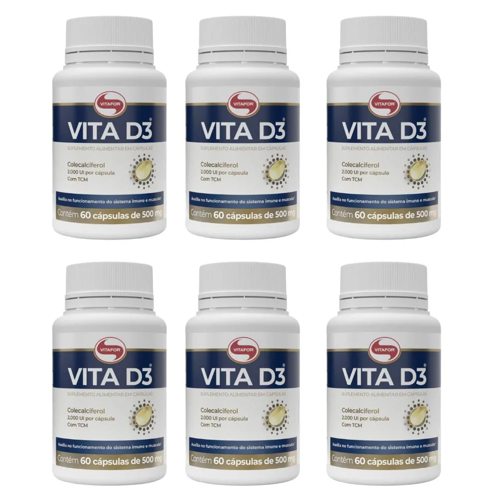 Kit 6X Vitamina D3 2000Ui 60 Caps. Vitafor
