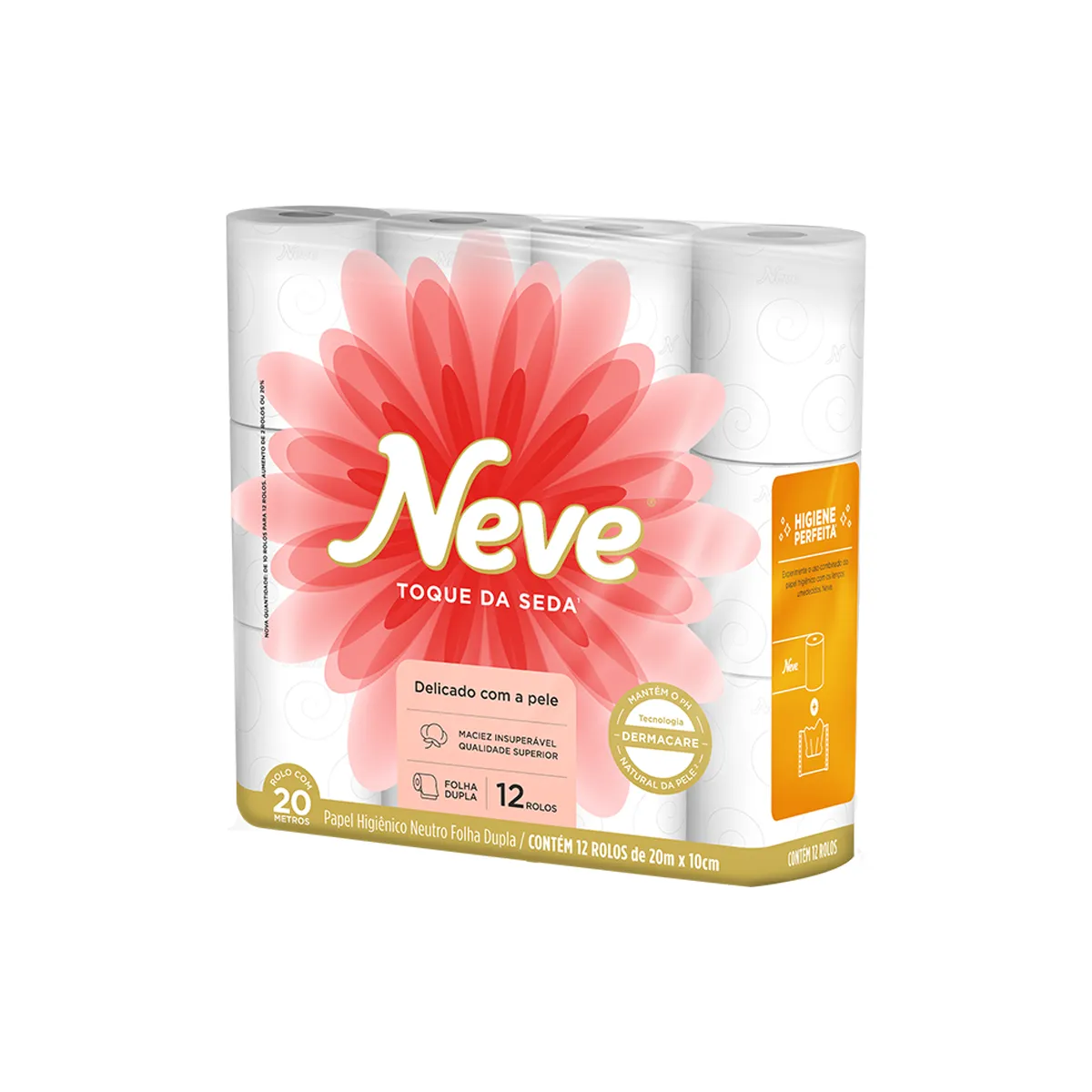 Papel Higiênico Neve Toque da Seda Folha Dupla 12 Rolos