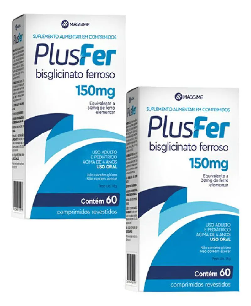 Kit 2 Plusfer 150mg 60cpr Bisglicinato Ferroso Massime Ferro