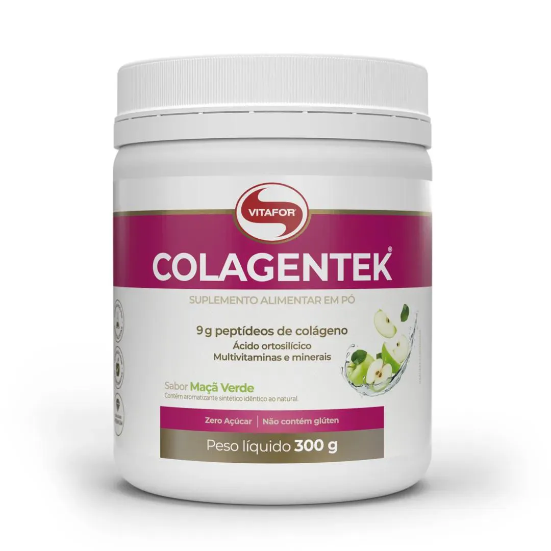 Colagentek 300G Sabor Maçã Verde Vitafor