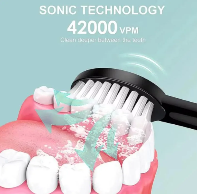 Escova de Dentes Elétrica Ipx7 com Cabeça Substituivel Inteligente Ultrassônico à Prova D'água