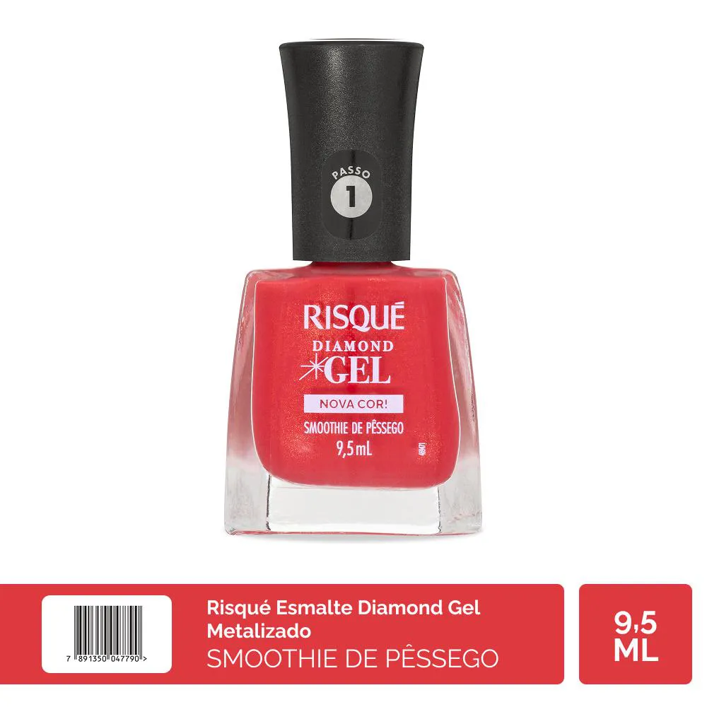 Esmalte Cremoso Risqué Diamond Gel Nova Cor! 9,5ml - Smoothie de Pêssego