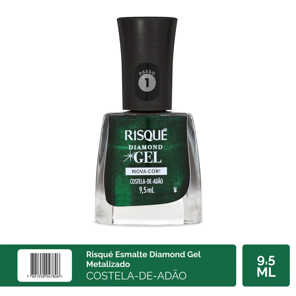 Esmalte Metalizado Risqué Diamond Gel Nova Cor! 9,5ml - Costela-de-Adão