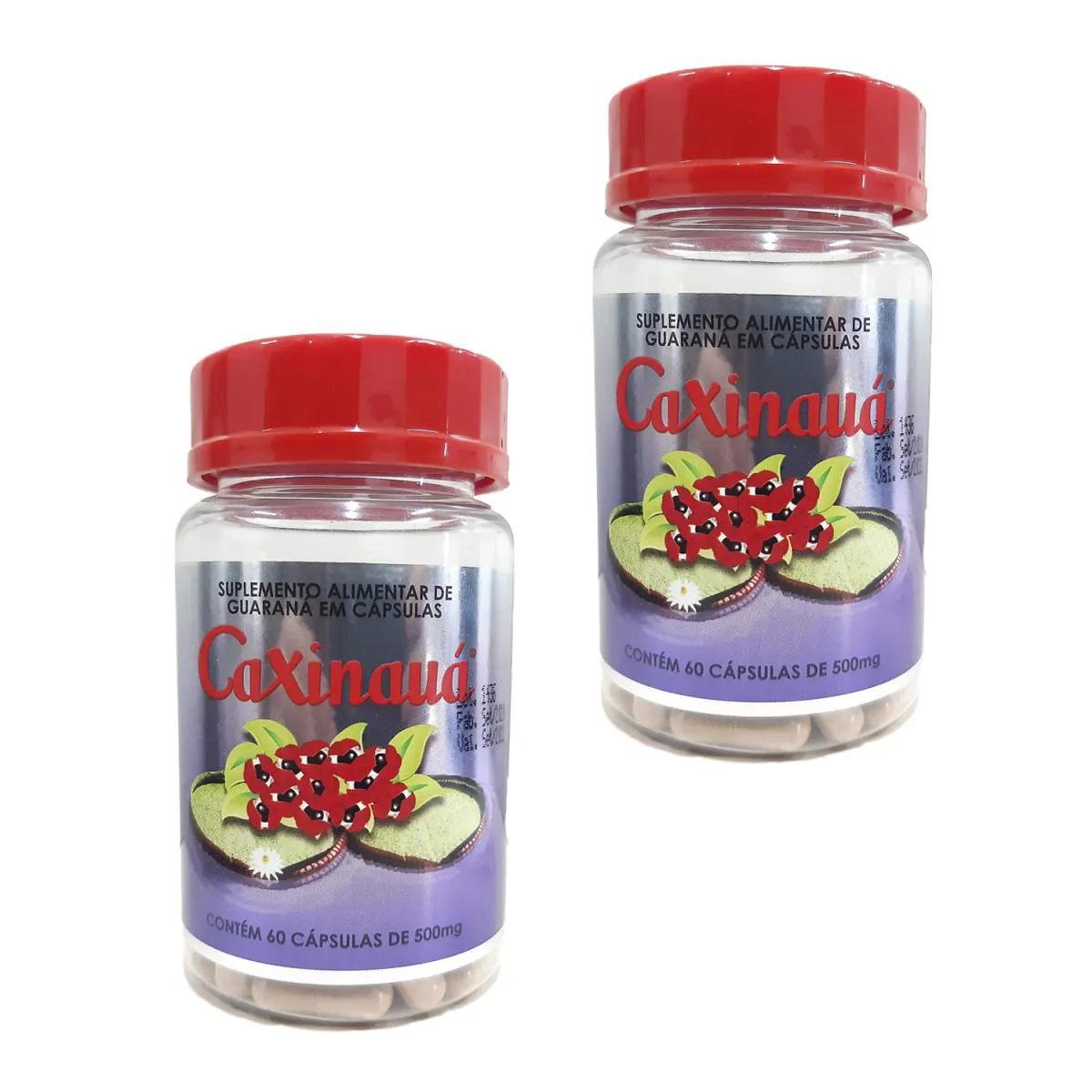 Kit 2Un Guaraná Energético em Pó 100% Puro 60 Cápsulas - Caxinauá