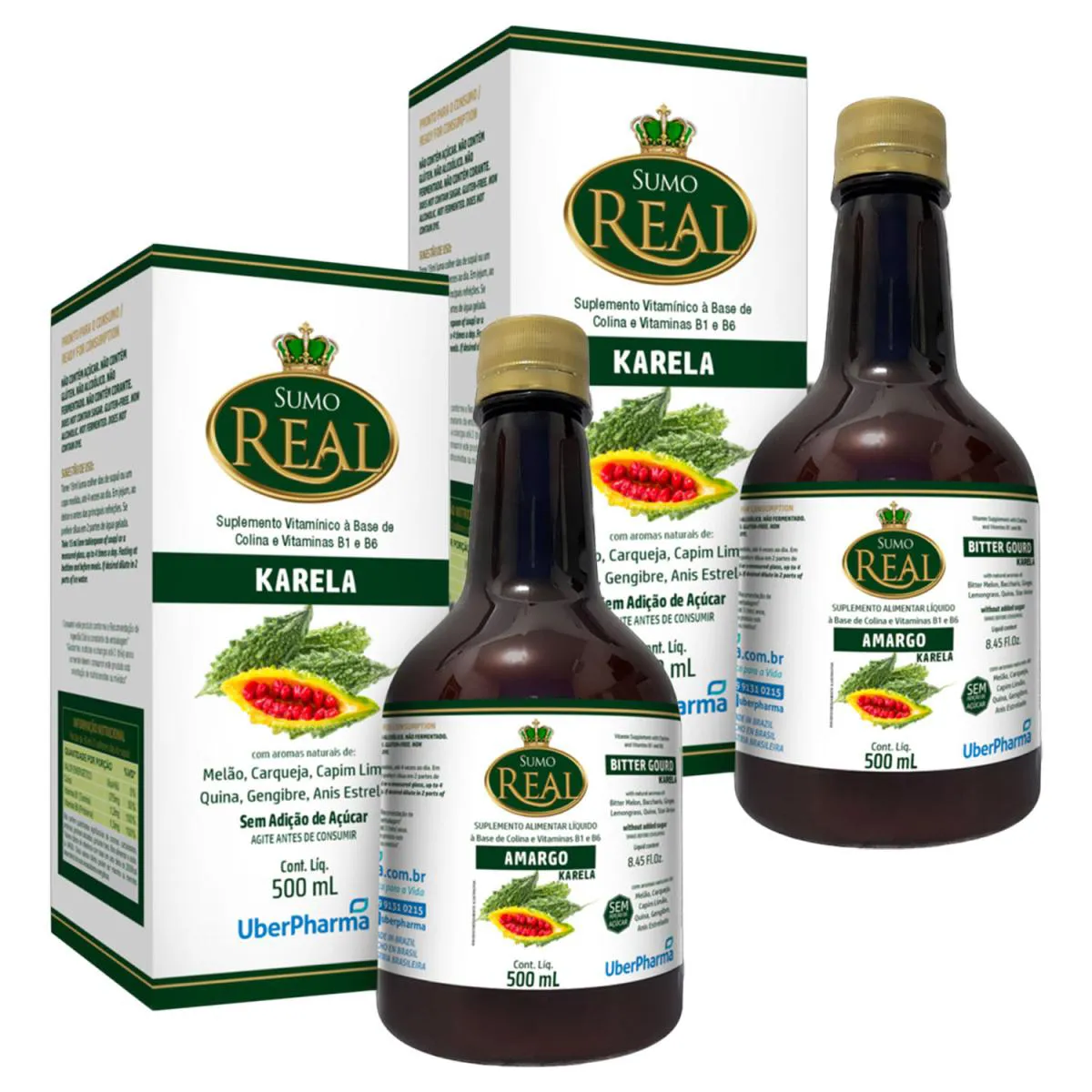Kit 2Un Sumo Real Amargo Suplemento Alimentar Líquido Colina