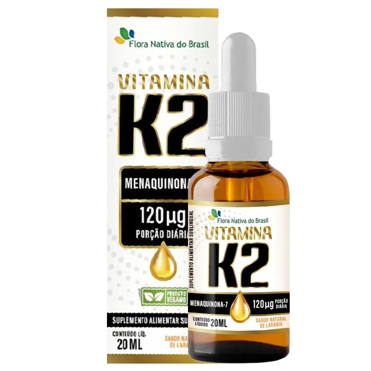 Vitamina K2 (Menaquinona-7) Gotas 20Ml - Flora Nativa do Brasil