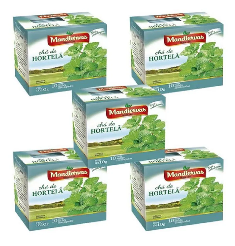 Kit 5 Caixinhas Chá Hortelã 10 Sachês - Mandiervas