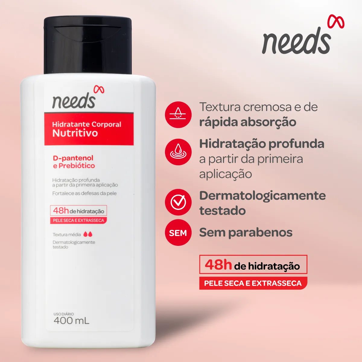 Hidratante Corporal Needs Nutritivo D-Pantenol e Prebiótico 400ml