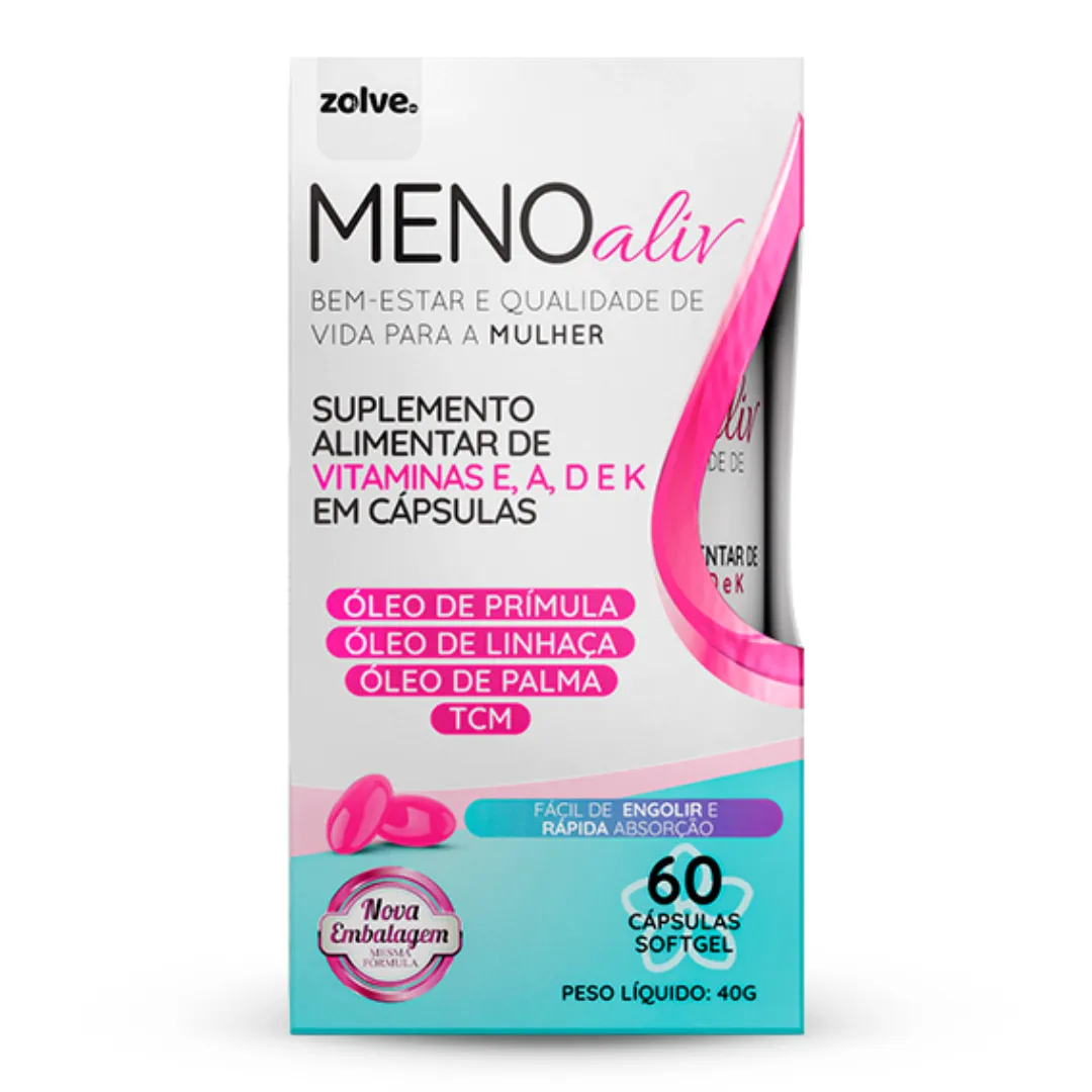 Suplemento Alimentar 1 Pote Meno Aliv - Óleo de Prímula, um mês de uso, diário