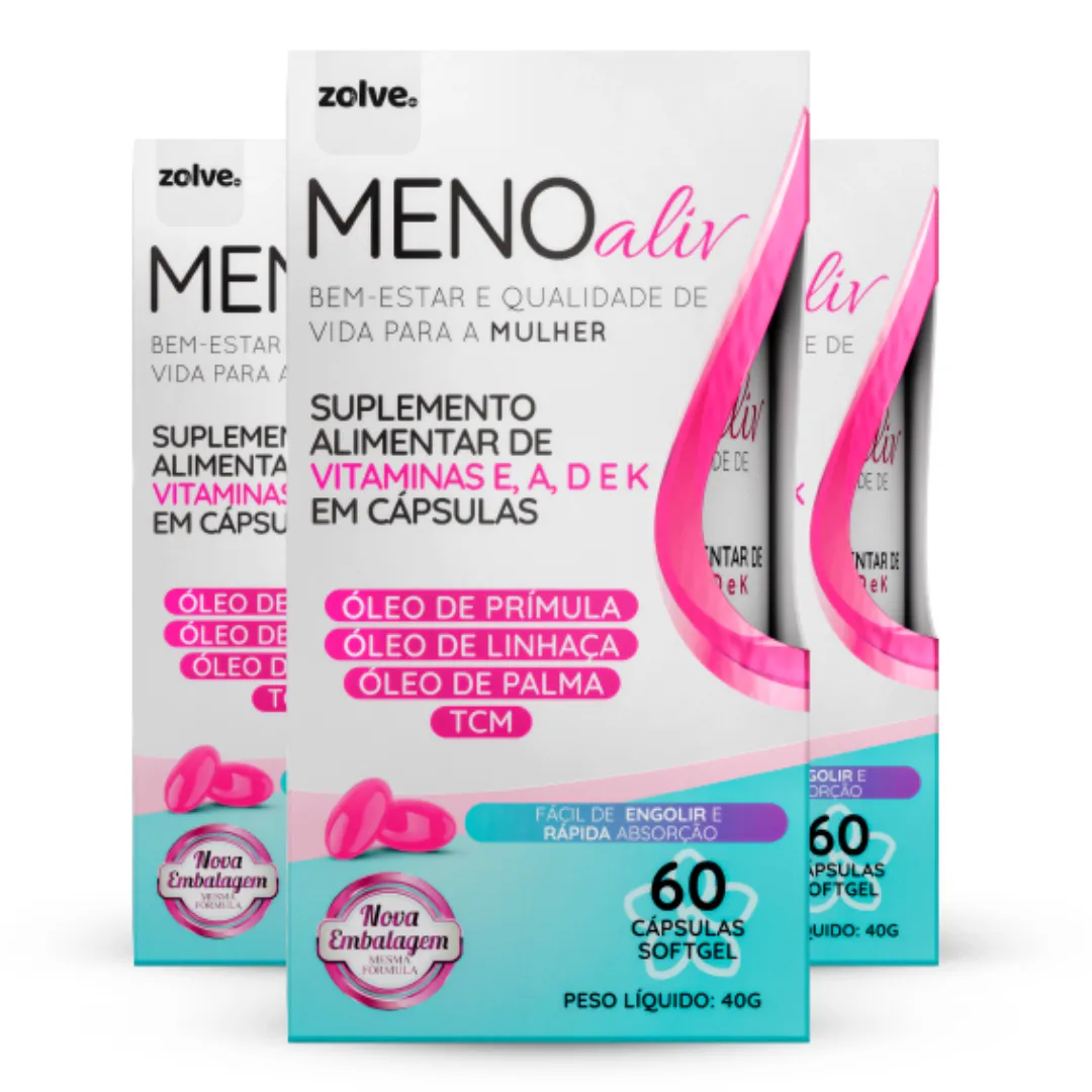 Suplemento Natural Meno Aliv - Óleo de Prímula, 3 Potes com 60 Softgel cada da Zolve Labs