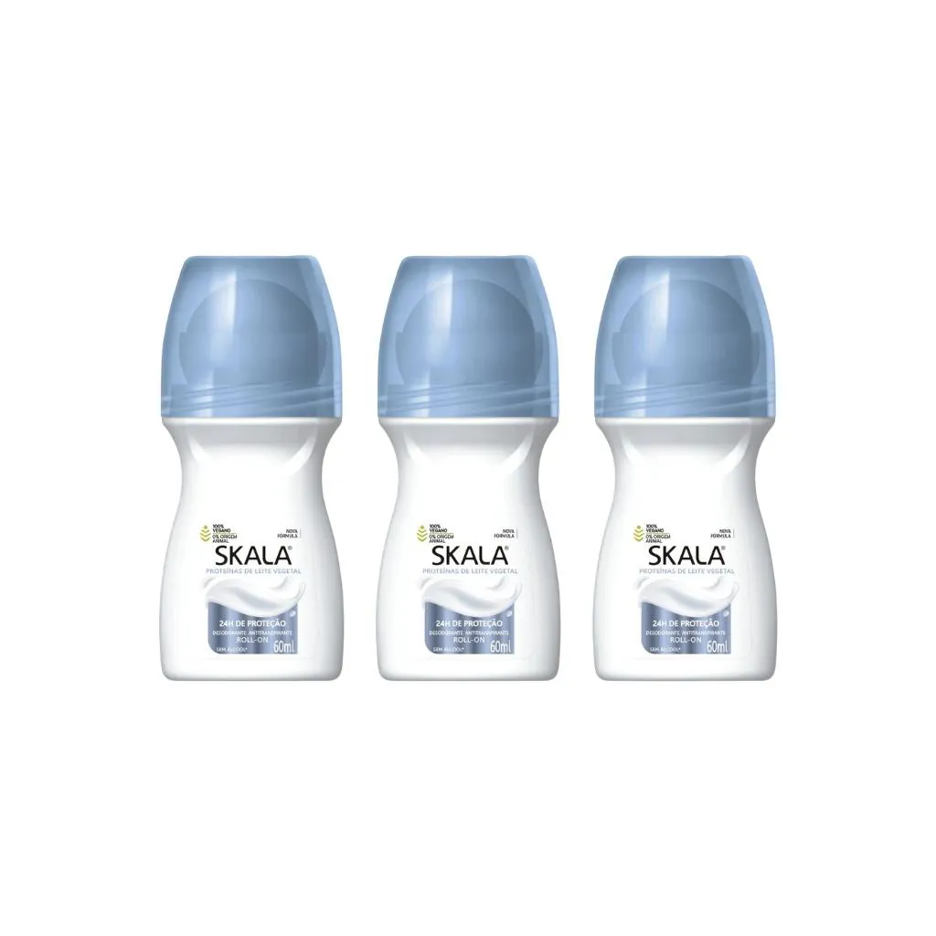 Desodorante Roll-On Skala 60Ml Fem Proteinas do Leite - 3Un