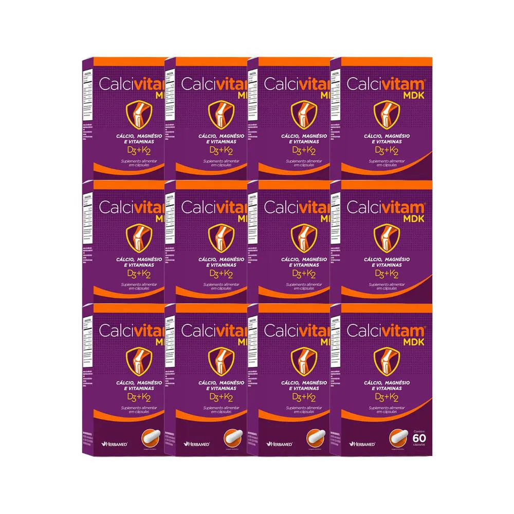 Kit 12X Vitamina Calcivitam Mdk 60 Cps - Herbamed