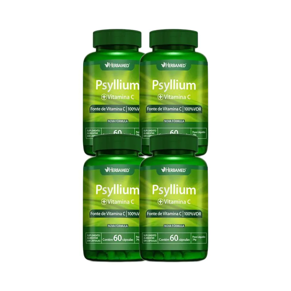 Kit 4X Vitamina C Psyllium 60 Cps - Herbamed
