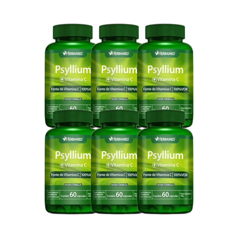 Kit 6X Vitamina C Psyllium 60 Cps - Herbamed