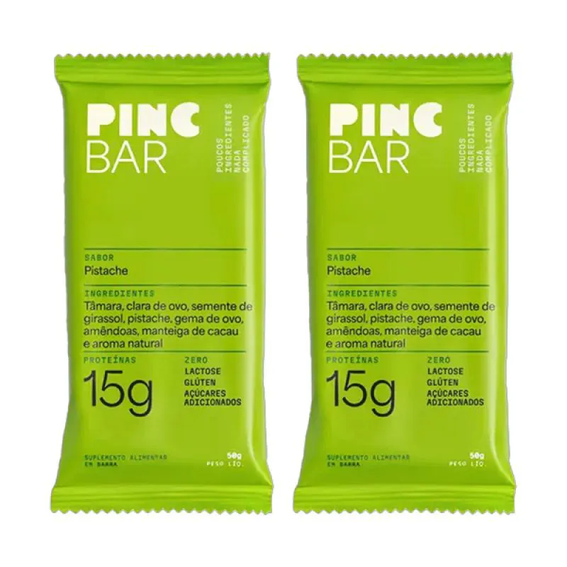 Kit 2X: Barra de Proteína Pistache sem Açúcar Pinc Bar 50G