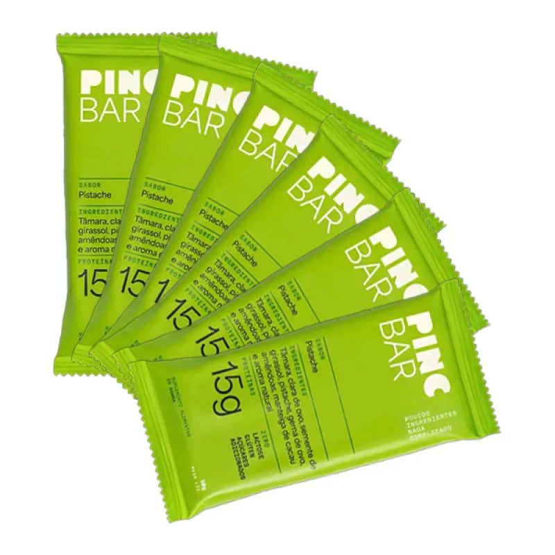 Kit 6X: Barra de Proteína Pistache sem Açúcar Pinc Bar 50G
