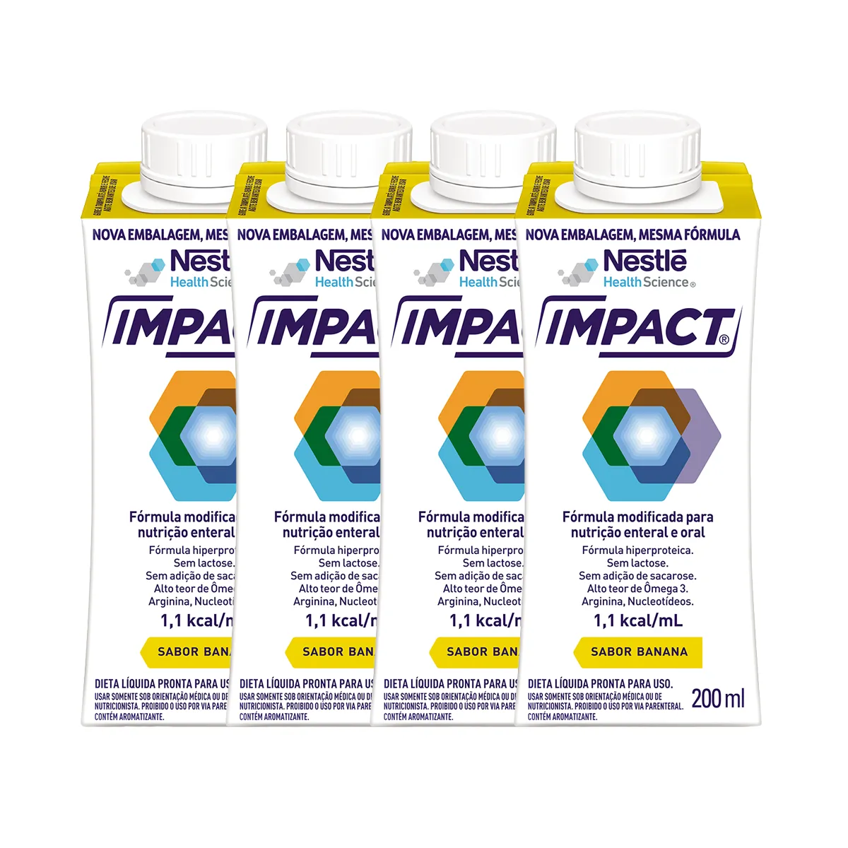 Kit Suplemento Alimentar Nestlé Impact Banana 200ml 4 unidades