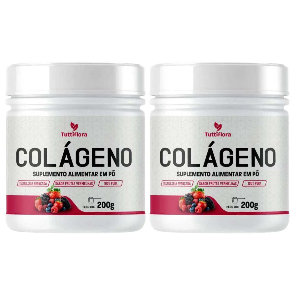 2X Colágeno Hidrolisado 300G Sabor Frutas Vermelhas Tuttiflora