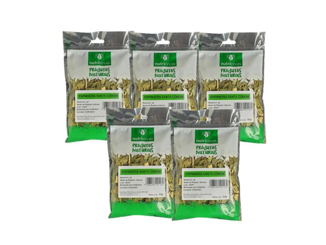 Kit 05Un Chá Nutri Ervas Espinheira Santa Maytenus 50G