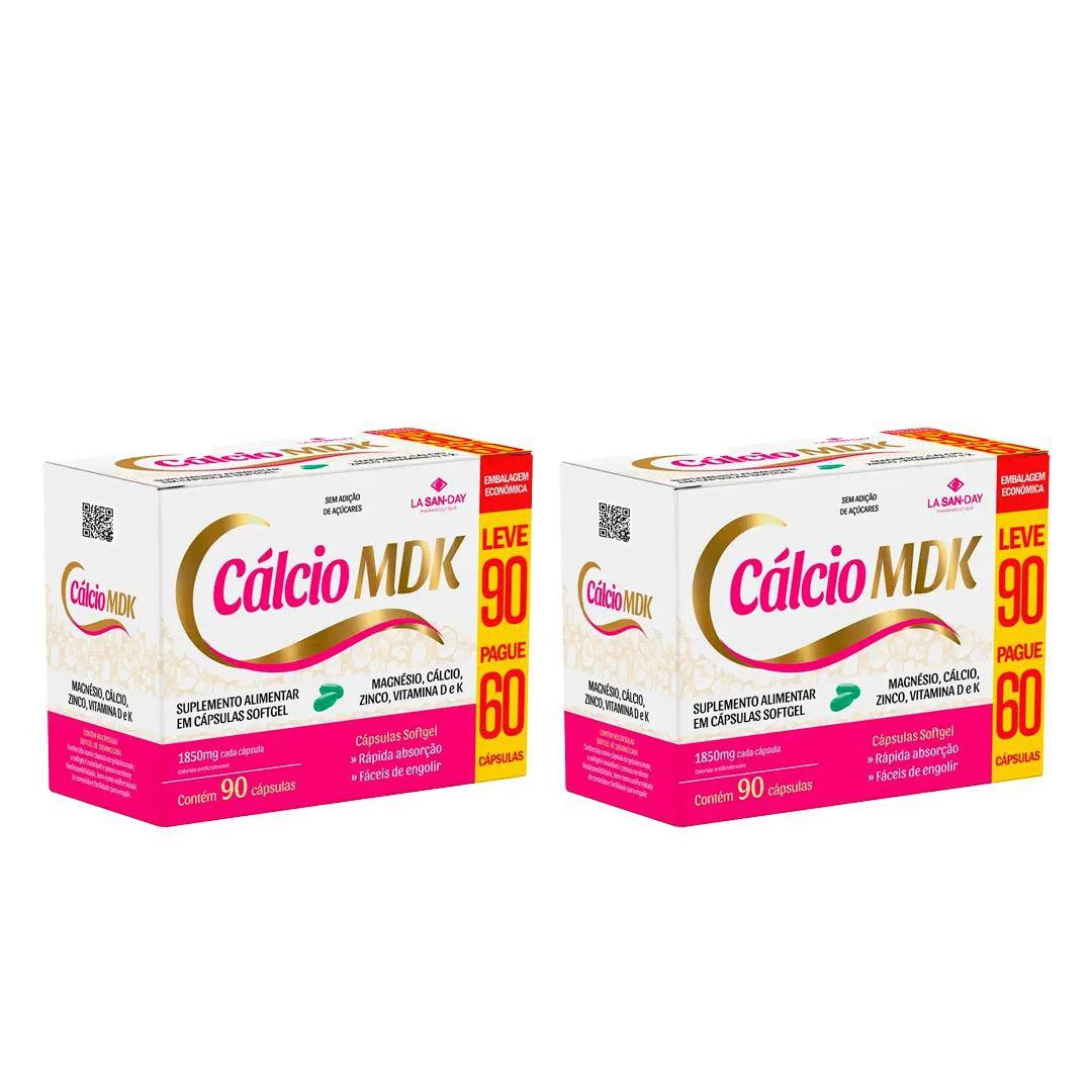 Kit 2 Suplemento Alimentar Calcio Mdk - 90 Caps - La San-Day