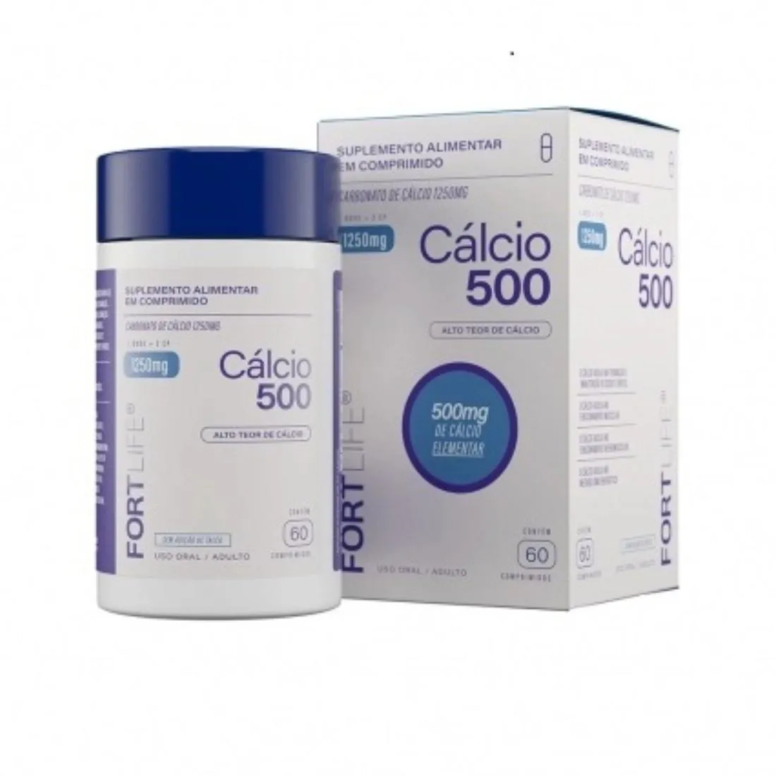 Carbonato de Cálcio 500Mg 60 Comprimidos Fortlife