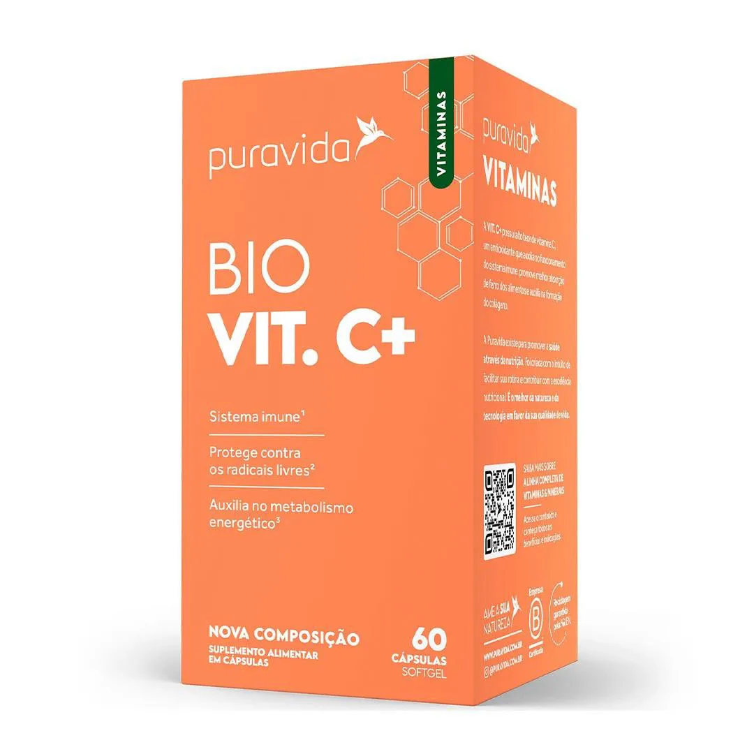 Bio Vit C+ Suplemento Alimentar - 60 Caps - Puravida