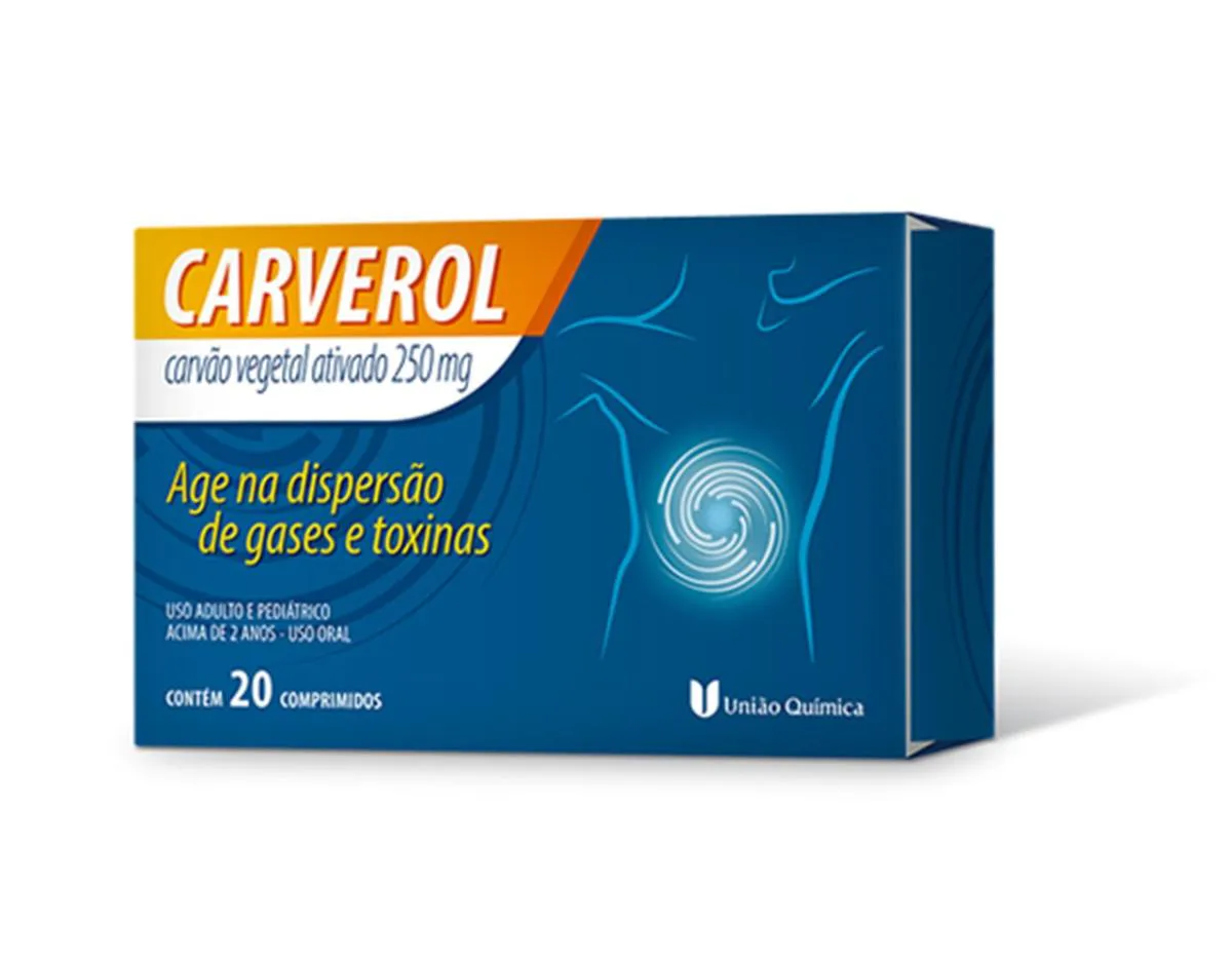 Carvão Vegetal Ativado Carverol 250Mg 20 Cpr - União Química