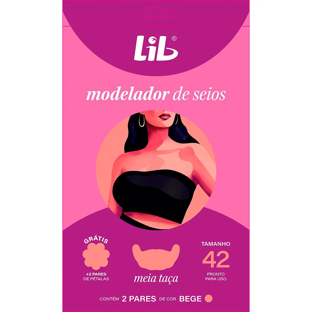 Modelador de Seios Lib Plus Tradicional Tamanho 42 com 2 pares