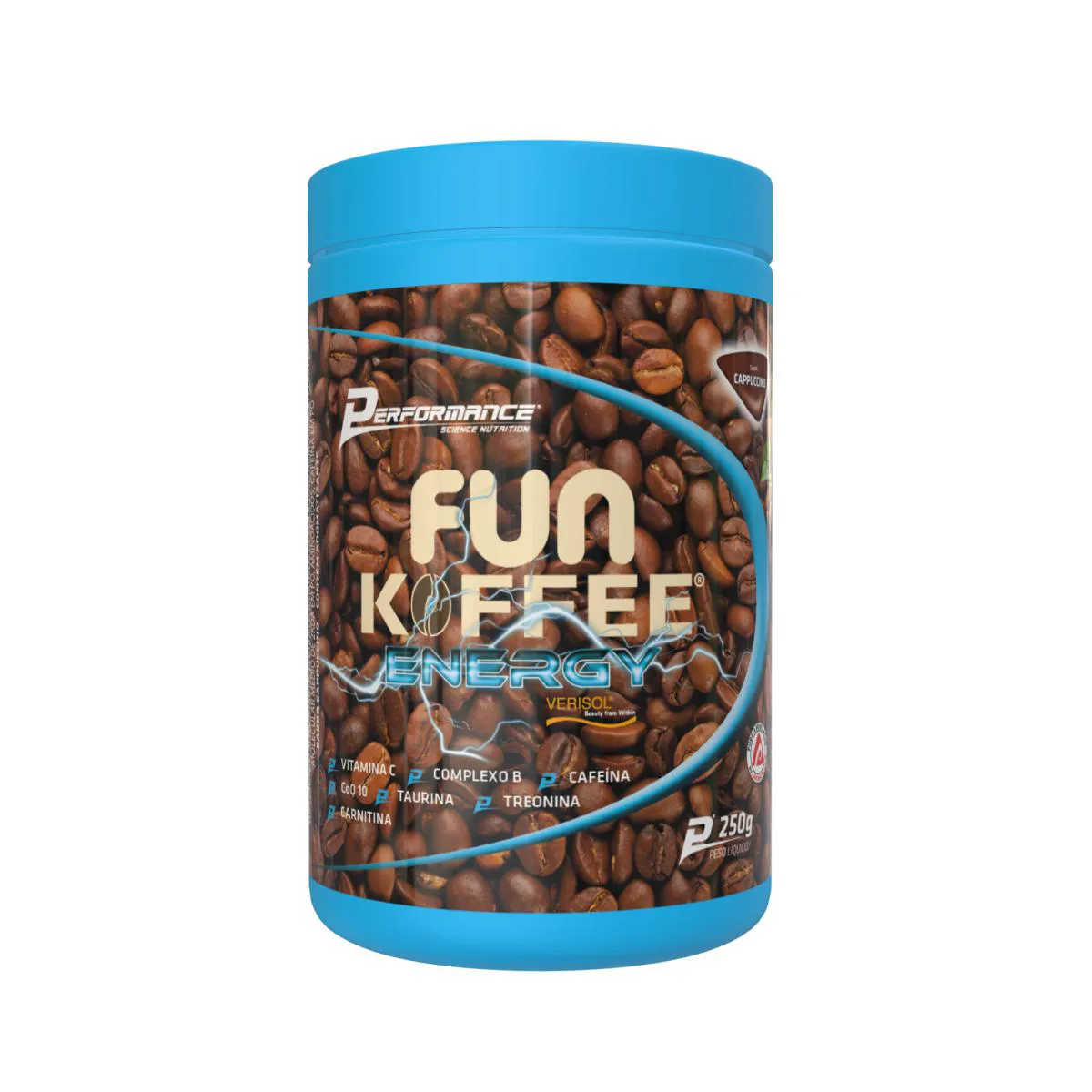 Fun Koffee Energy em Pó 250G Café com Peptídeos Bioativos de Colágeno Hidrolisado Verisol
