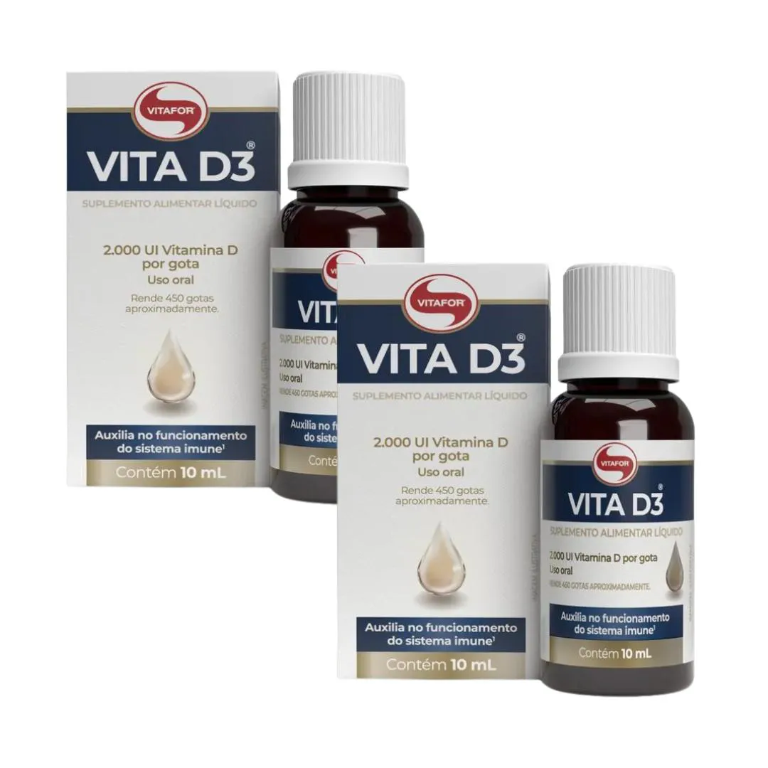 Kit 2 Vita D3 2.000 Ui Por Gota - 10Ml - Vitafor