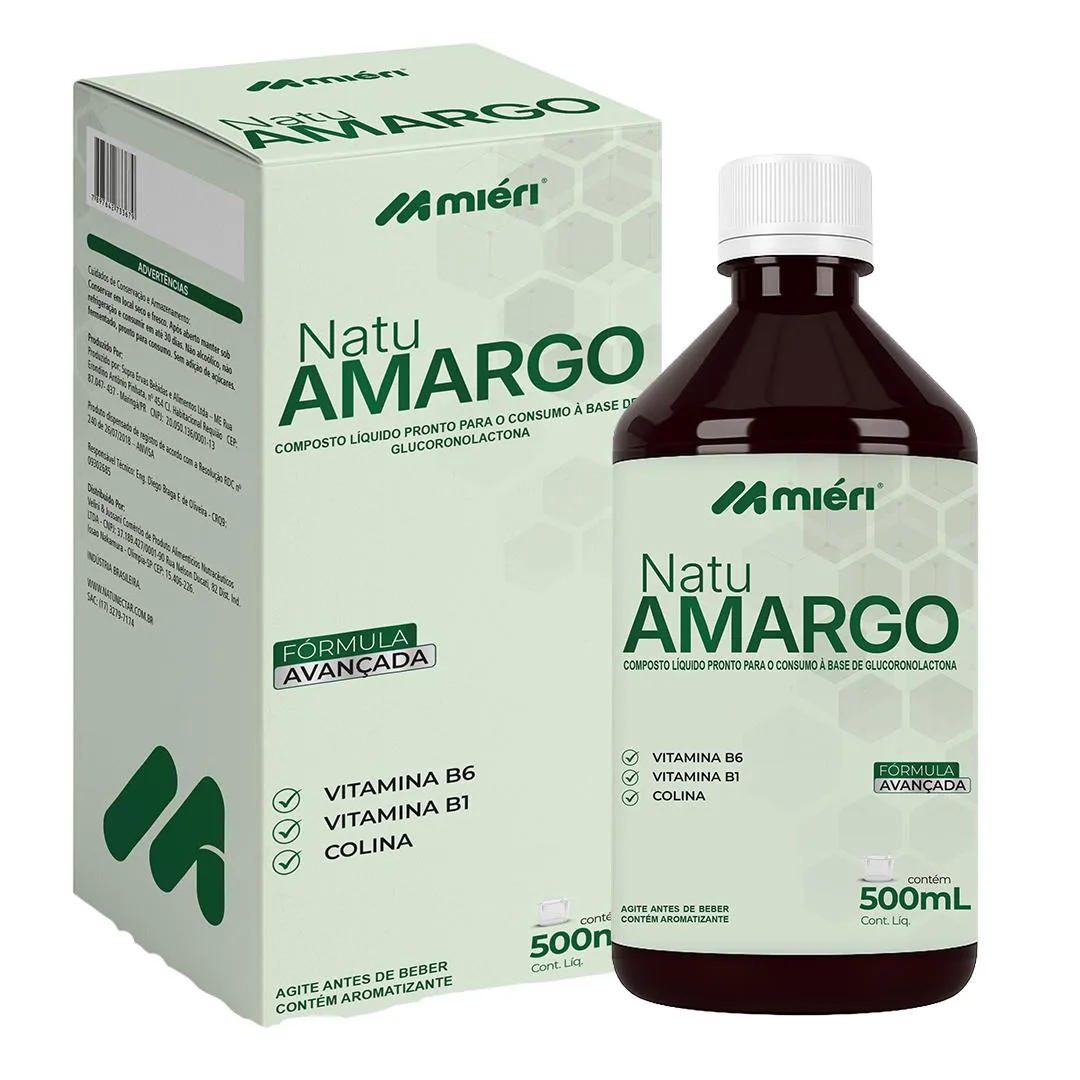 Natu Amargo Composto Líquido Vitamina B1 e B6 + Boldo - Miéri - 500Ml