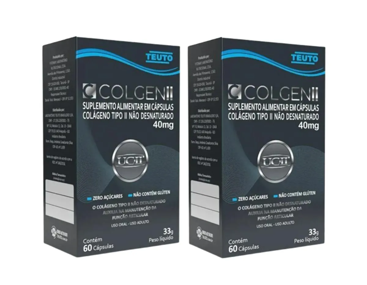 Kit 2 Colgen Colágeno Tp/2 Não Desnaturado 40mg 60 Cps Teuto